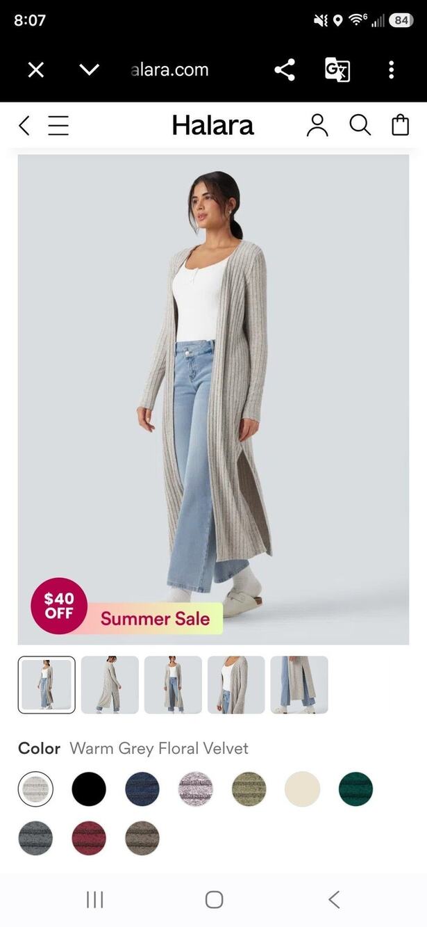 Halara Ribbed Knit Long Sleeve Split Casual Sweater Coat Warm Gray XL NWT B5T